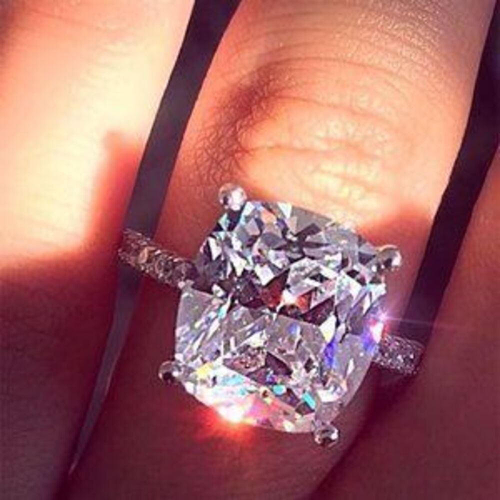 NEW 8 Carat Cushion Cut Solitaire Diamond Ring